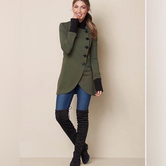 VENUS Jackets & Blazers - VENUS Olive Jacket with Black Trim Stretch sz 8